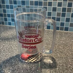 Vintage Nascar Acrylic Mug with Red Winston Cup Graphics